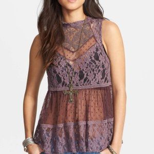 Free People Purple Lace Top M
